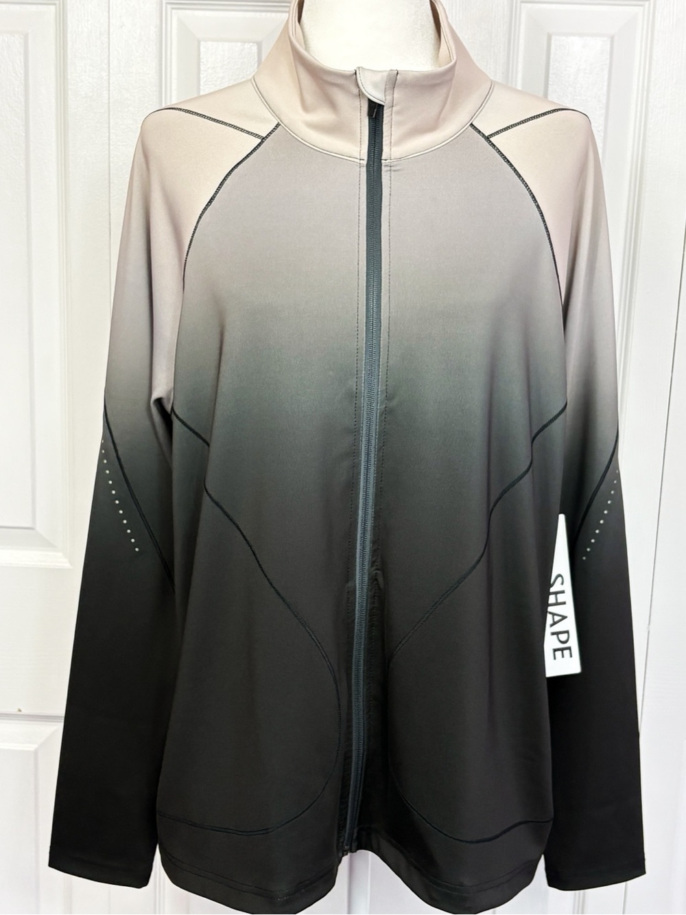 NWT Shape Activewear Taupe Ombre Full Zip Protech V.3 Athletic Jacket 1X